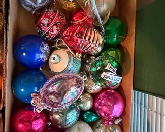 Assorted Vintage Glass Christmas Ornaments, including Shiny Brite