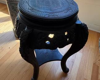 Antique Japanese Meiji Period Dragon Carved Rosewood Pedestal Table