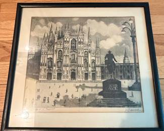 J. Cassardi Etching of Milan Cathedral