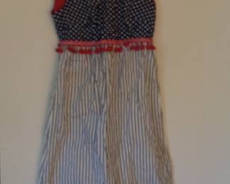 Vintage Children's Patriotic Dress with Gingham and Stripes
