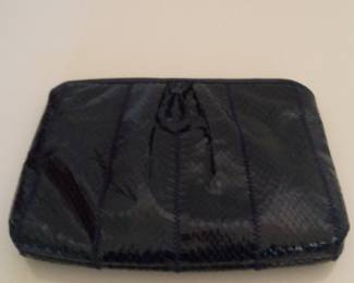 Dark Blue Snakeskin Clutch Handbag