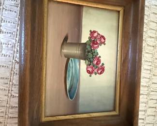 Framed Roses Still Life Oil Painting