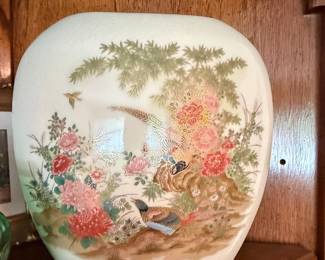 Japanese Satsuma Vase with Pheasant and Peony Motif