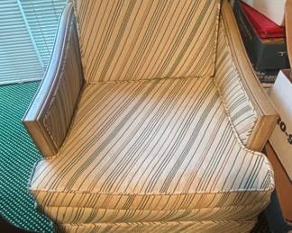 Striped Upholstered Armchair