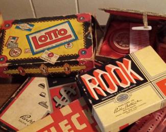 Vintage Milton Bradley "Lotto" and Parker Brothers "Rook" Card Game Set