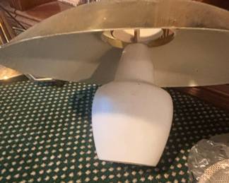Mid-Century Modern Brass and Frosted Glass Table Lamp