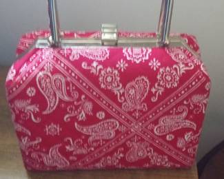 Vintage Bandana Print Kiss Lock Handbag