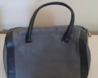Vintage Grey Perforated Leather Satchel Handbag