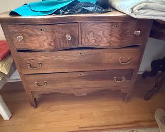 Antique Tiger Oak Serpentine Dresser