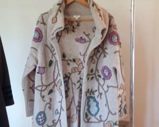 Women's Embroidered Wool Cardigan Coat