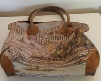 Vintage Gobelin Tapestry Handbag with Parisian Scene