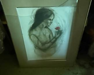 Portrait of a Woman with a Rose by Romulo Royo