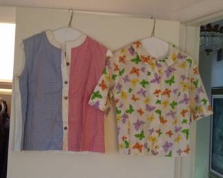 Vintage Two-Piece Patchwork & Butterfly Print Blouses