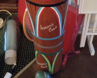 Hand-Painted "Habana Cuba" Conga Drum and Maracas Set