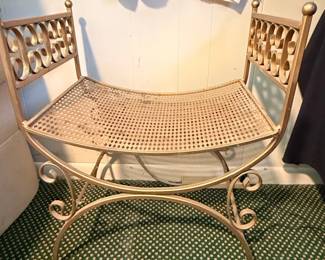Gilt Metal Curule Bench / Vanity Stool