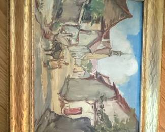 Swiss Village Oil Painting by J. La Rue