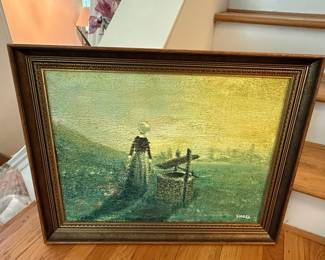 Oil Painting by Siegel, Woman at Well