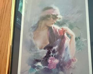 Pino Daeni Woman with Flowers Print