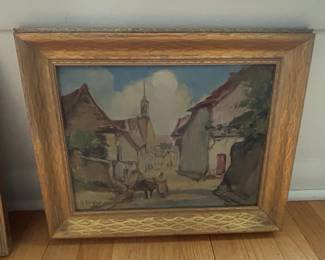 Swiss Village Oil Painting by J. La Rue