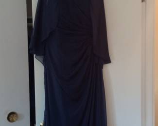 Navy Blue Chiffon Gown by Gigi's Cosette