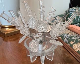 Vintage Glass Floral Arrangement Sculpture