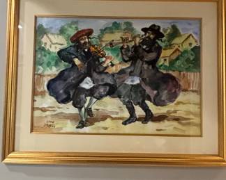 J. Torres "Klezmer Duo" Watercolor Painting