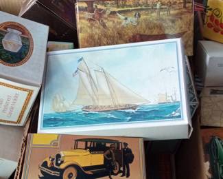 Avon Collectible Decanters and Boxes - Schooner, Cars, and Quail Themes