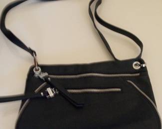Nicole Miller New York Black Leather Crossbody Bag