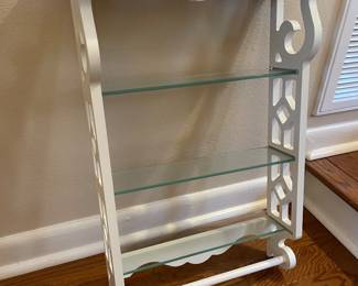 3 shelf white bathroom wall shelf