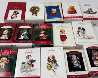 Set Of 14 Hallmark Keepsake Ornaments Puppy Love Series