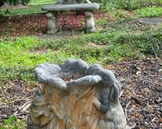 Garden Concrete Bunny Bench And Bunny Planter