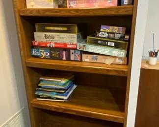 Bookcase, Puzzles, Games And Books