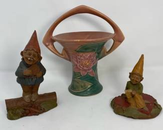 Tom Clark Gnomes And Roseville Waterlily Vase