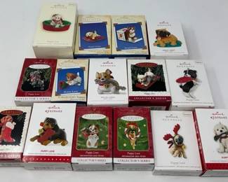 Set Of 15 Hallmark Keepsake Puppy Love Series Ornaments