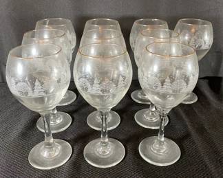 Arbys Libbey Etched Christmas Wine Glass