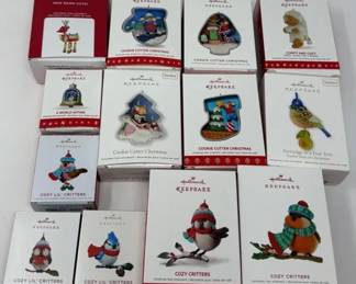 Set Of 13 Hallmark Keepsake Ornaments Cozy Critters, Cookie Cutter Christmas Series, And More