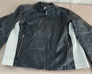 Leather Jacket With White Stripes