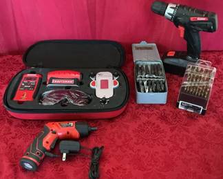 Drill, Bits, Electrical Screw Driver And Laser Level Combo Kit
