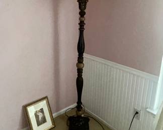 72"  Bronze  Torchiere Floor Lamp with Glass Shade