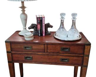 3 drawer cabinet with brass accents
