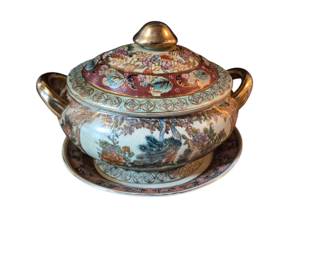 Gilded Satsuma tureen with underplate