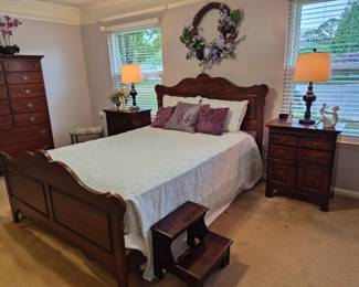 Master bedroom -  QS bed, M & BS - two nightstands chest of drawers and dresser with mirror