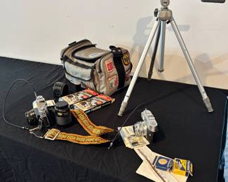 OO8,9,10,11 cameras, tripod,bag