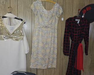 Beautiful St John sequin ivory dress and handmade vintage sparkly dress, smart dress by Robert Courtney also vintage