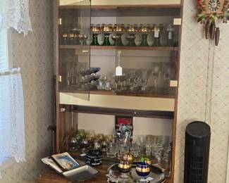 Vintage dry bar and beautiful barware 