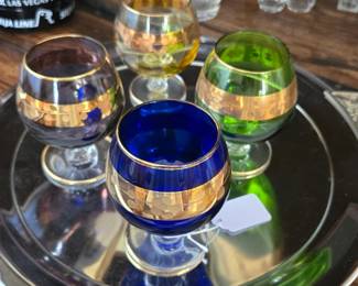 Vtg 24k rimmed bohemian wine glasses