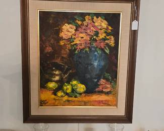 Lovely, vintage impressionist floral & fruit art