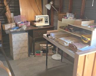 Sewing machines and yards and yards of fabric, new and vintage
