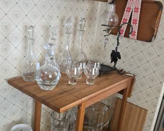 Vintage rolling bar cart