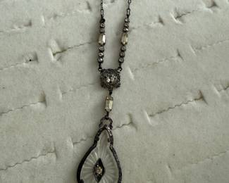 Sterling Camphor Glass Antique Necklace